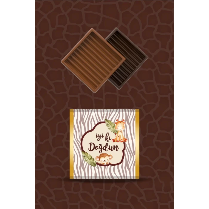 Safari Hayvanları Pastel Çikolata Sargısı 20li