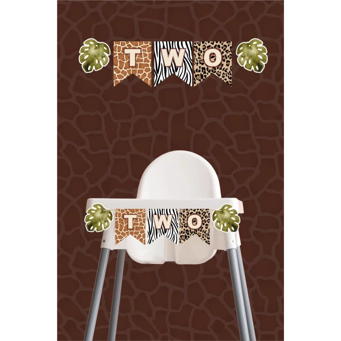 Safari Hayvanları Pastel TWO Banner *Kalın Kağıt