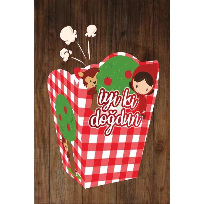 Kırmızı Başlıklı Kız Konseptli Popcorn (MISIR) Kutusu *8li