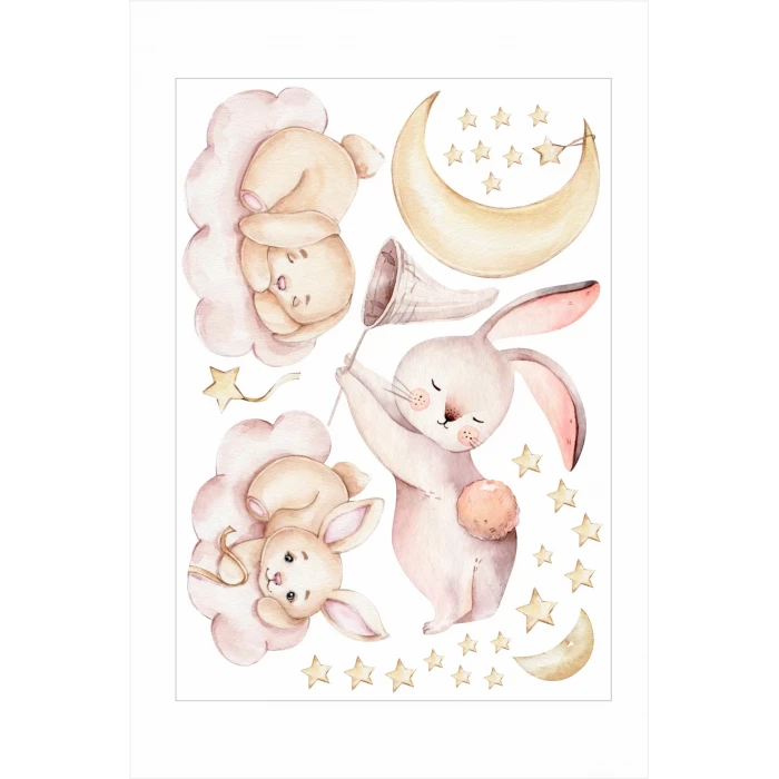 İyi Uykular Tavşan Duvar Sticker Seti