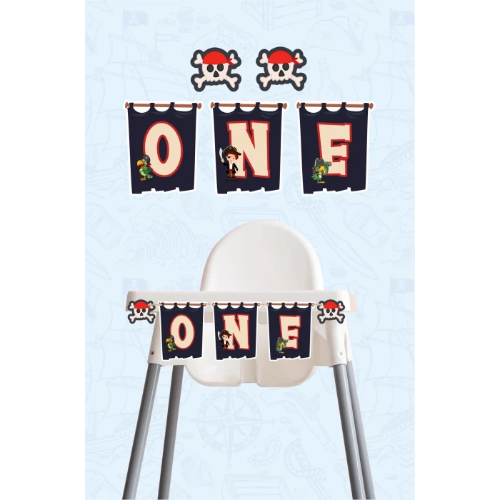 Korsan Konsepti Doğum Günü * ONE Banner Kalın Kağıt