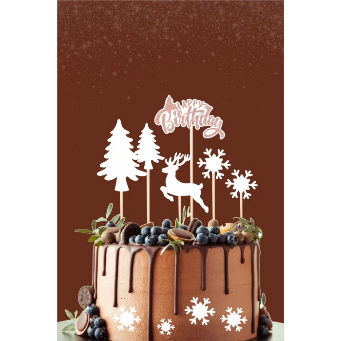 Kar Konsepti *Doğum Günü *Pasta Süsü (Kalın Kağıt)