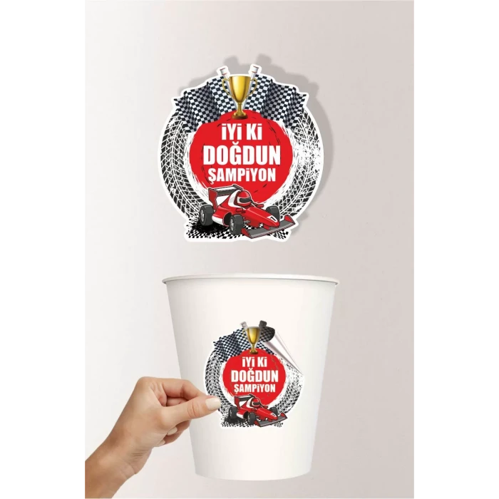 Yarış Araba Konseptli Sticker (Yapışkanlı Etiket) 20li