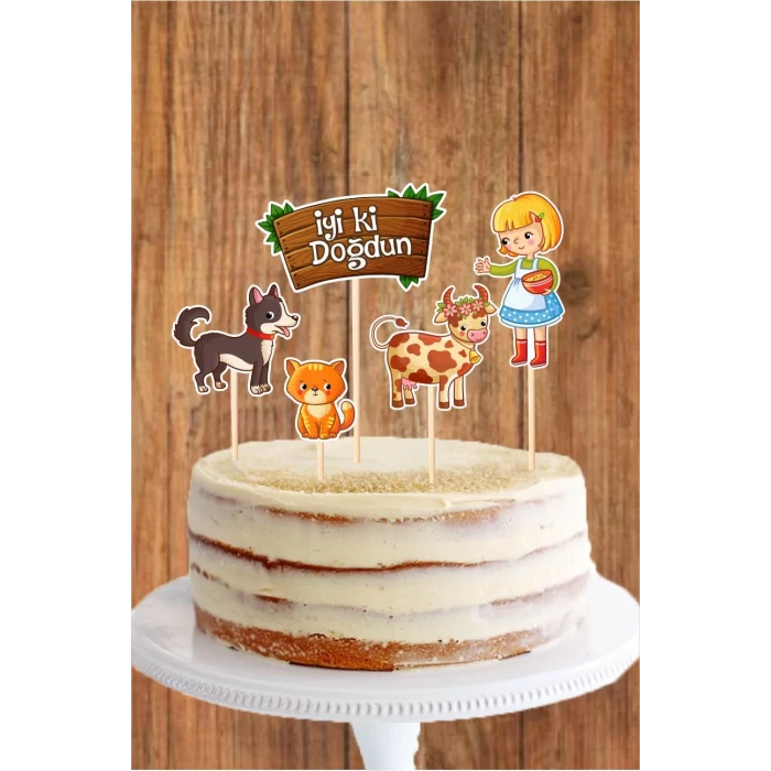 Çiftlik Konseptli Kız Pasta Süsü *Kalın Kağıt