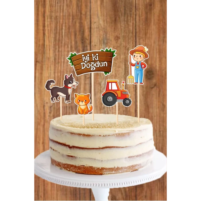 Çiftlik Konseptli Erkek Pasta Süsü  *Kalın Kağıt