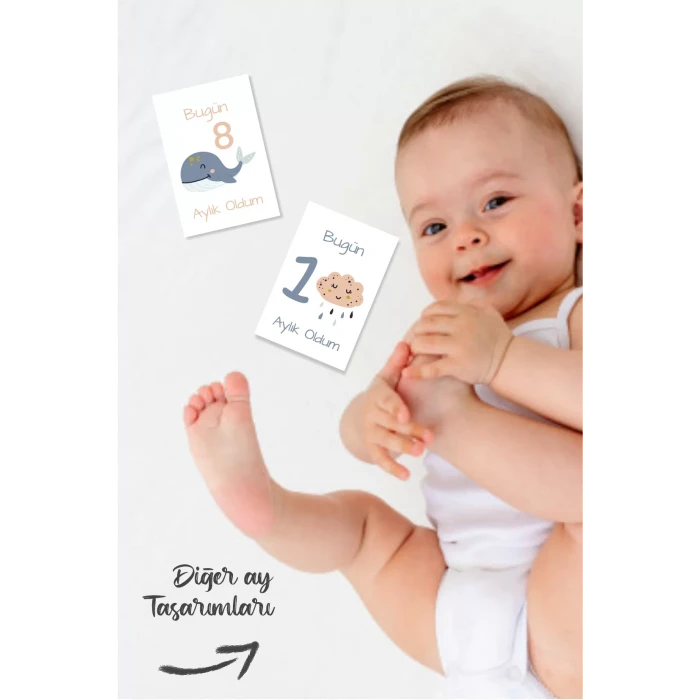 Bebek Aylık Fotoğraf Çekim Anı Kartı ( Sea )
