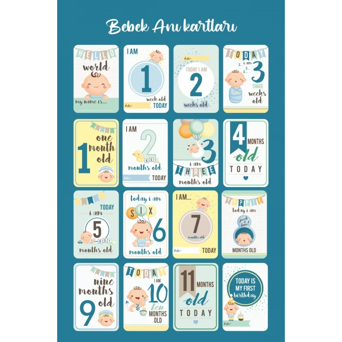 Erkek Bebek 16 lı Anı Kartları ( Babyboy Lovely )