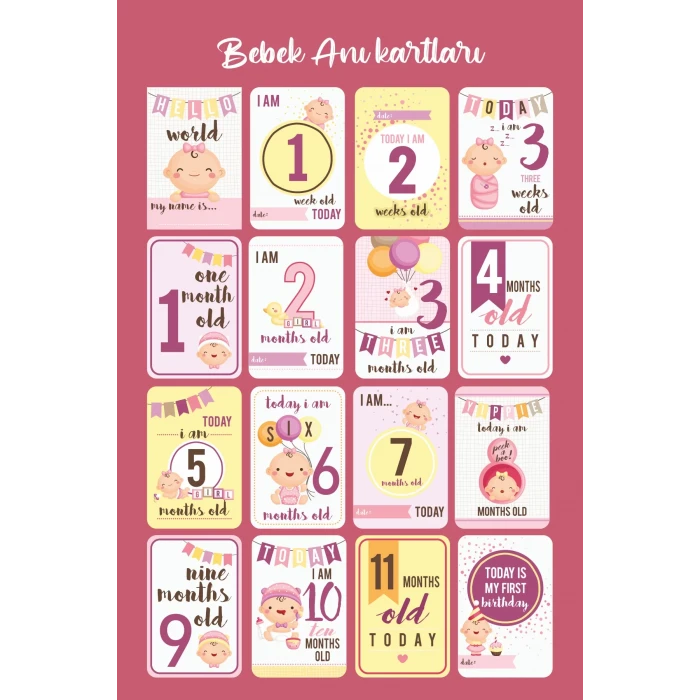 Kız Bebek 16 lı Anı Kartları ( Babygirl Lovely )