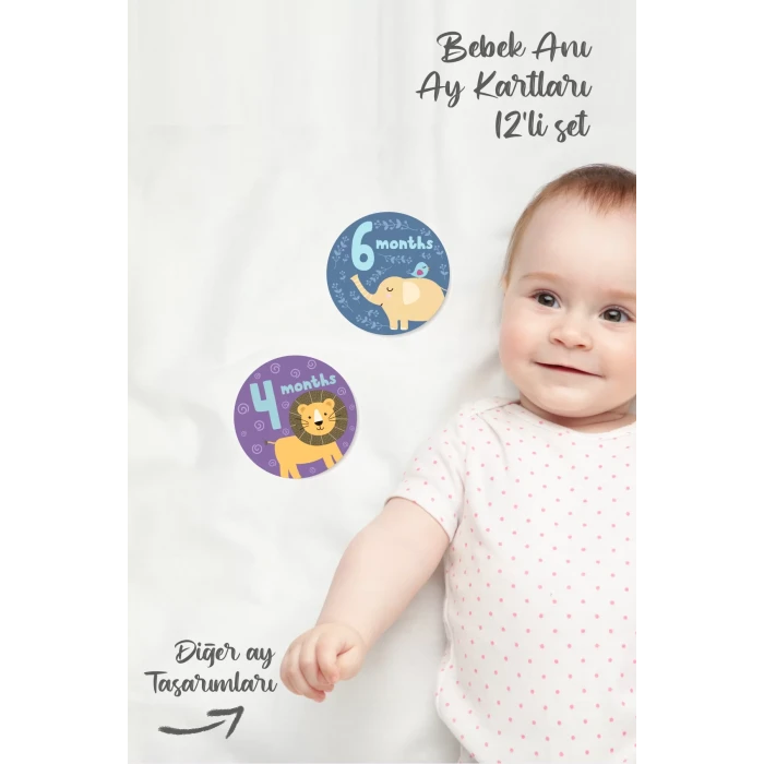 Bebek Aylık Fotoğraf Çekim Anı Kartı ( AnimalsBaby )