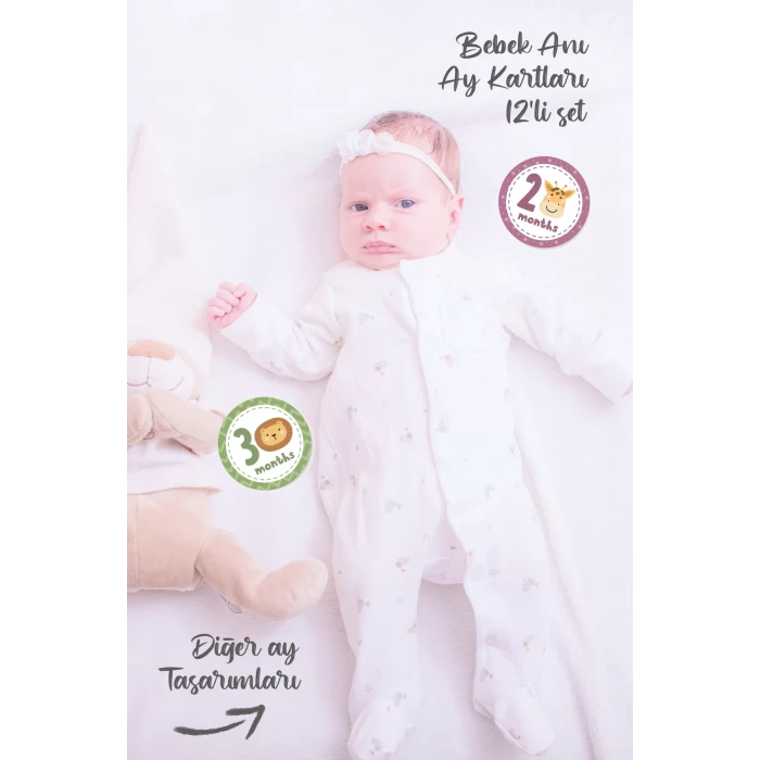 Bebek Aylık Fotoğraf Çekim Anı Kartı ( AnimalsHnd )