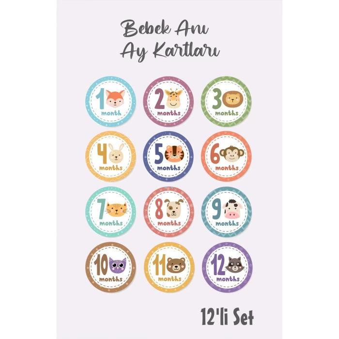 Bebek Aylık Fotoğraf Çekim Anı Kartı ( AnimalsHnd )