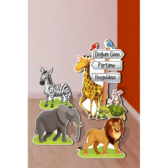 Safari Hayvanlar Ayaklı Pano Seti ( Ayaklı Dekor Pano )