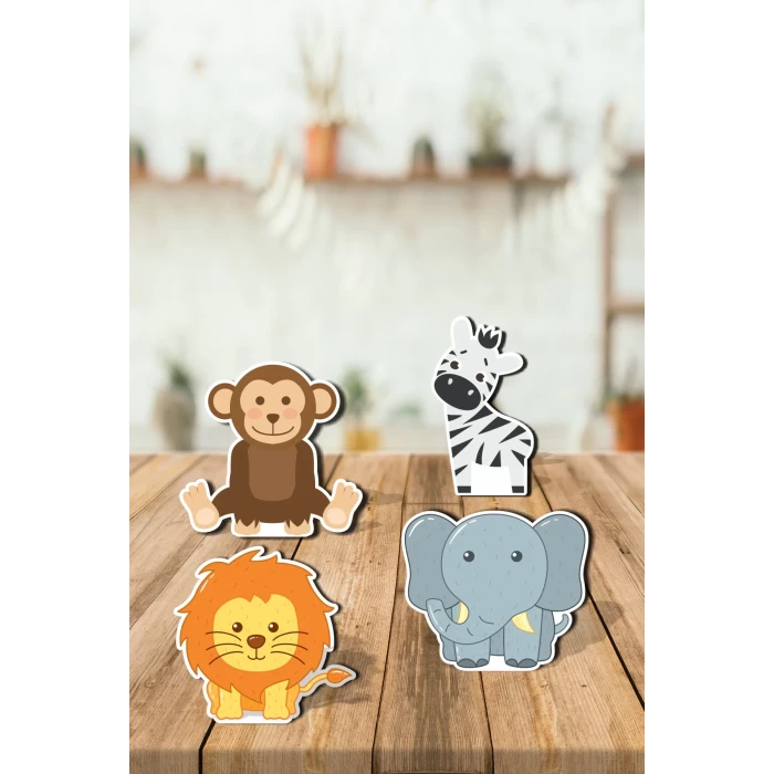 Safari Hayvanlar Masaüstü Ayaklı Pano Seti ( Masaüstü Ayaklı Dekor Pano )