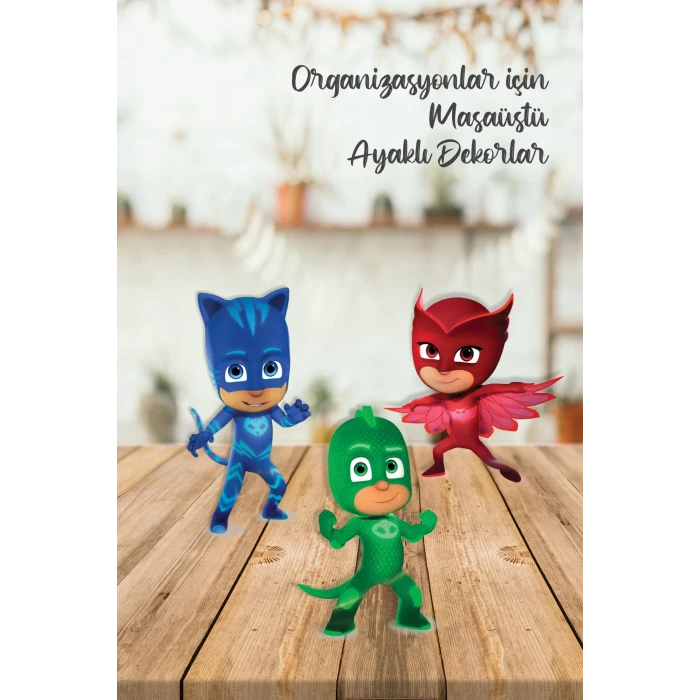 Pj mask Ayaklı Pano Seti ( Ayaklı Dekor Pano ) (Masaüstü) ** Kalın Kağıt