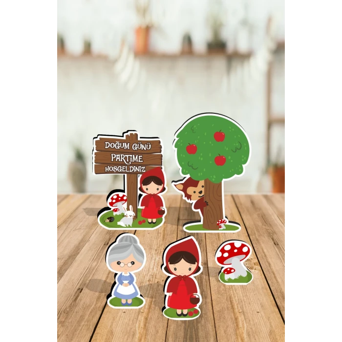 Kırmızı Başlıklı Kız Konseptli Ayaklı Pano Seti ( Masa Üstü) *Kalın Kağıt