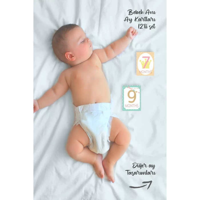 Bebek Aylık Fotoğraf Çekim Anı Kartı ( Linear )