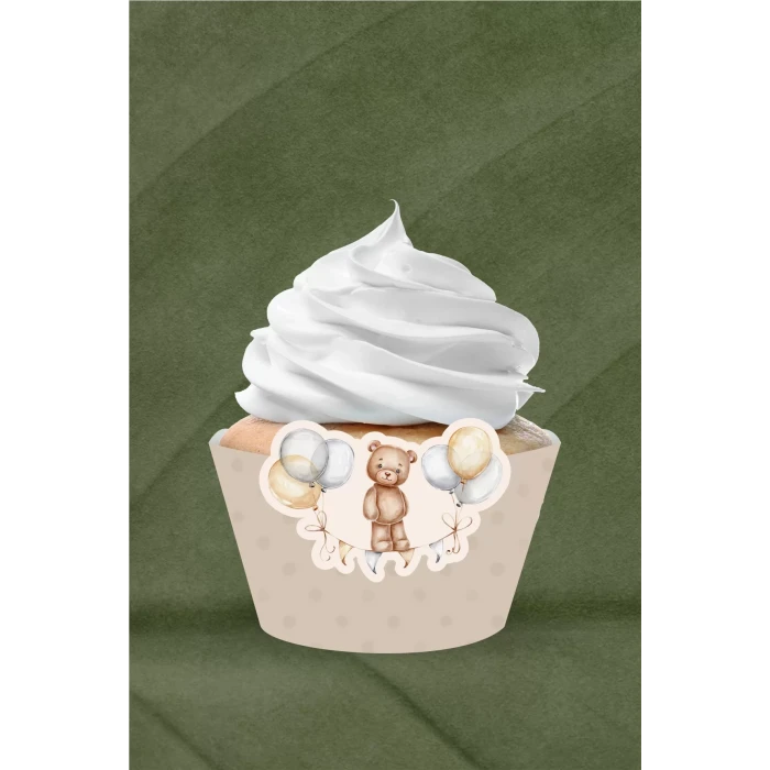 Ayıcık Temalı Cupcake Sargısı 8li
