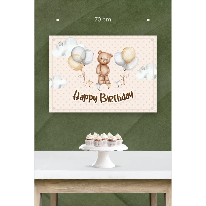 Ayıcık Temalı Doğum Günü * Branda Afiş 50x70 cm