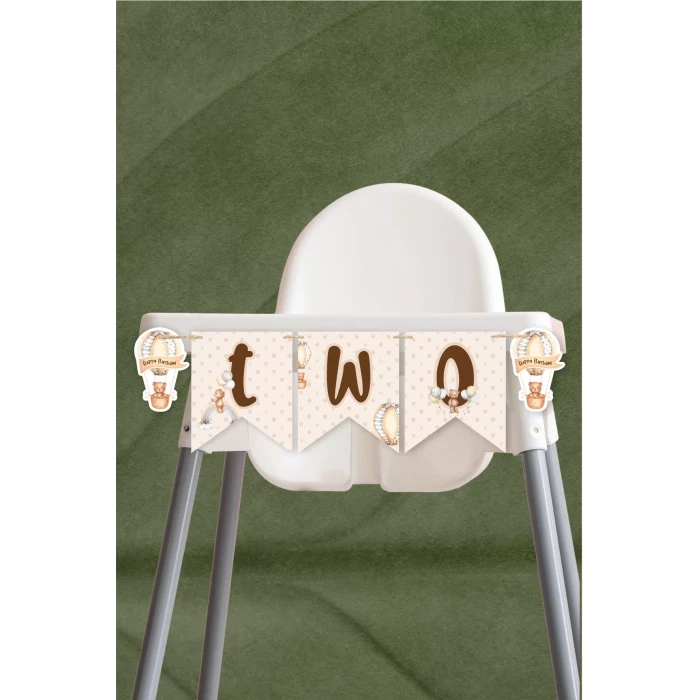 Ayıcık Temalı TWO 2 Banner (Kalın Kağıt) Doğum Günü