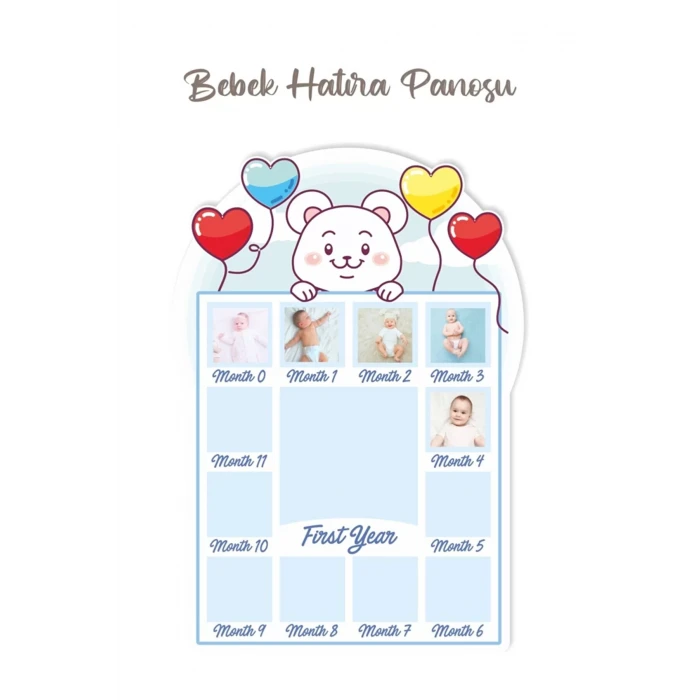 Erkek Bebek 12 Aylık Hatıra Panosu