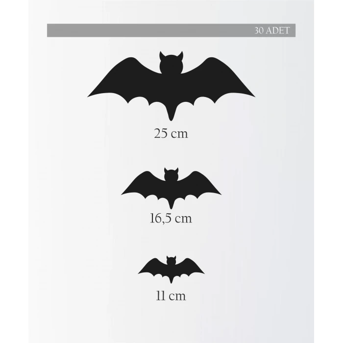 Cadılar Bayramı Halloween Yarasa İnce Karton Duvar Süsü Seti 30 lu