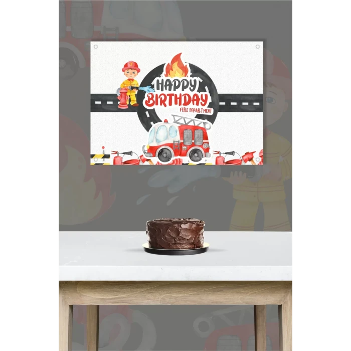İtfaiye Temalı Doğum Günü * Branda Afiş 50x70 cm