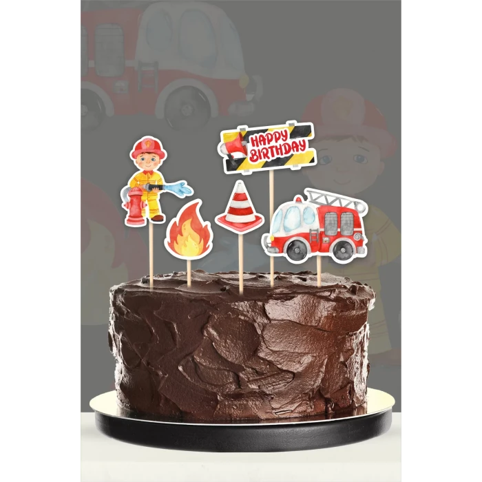 İtfaiye Temalı Pasta Süsü Seti