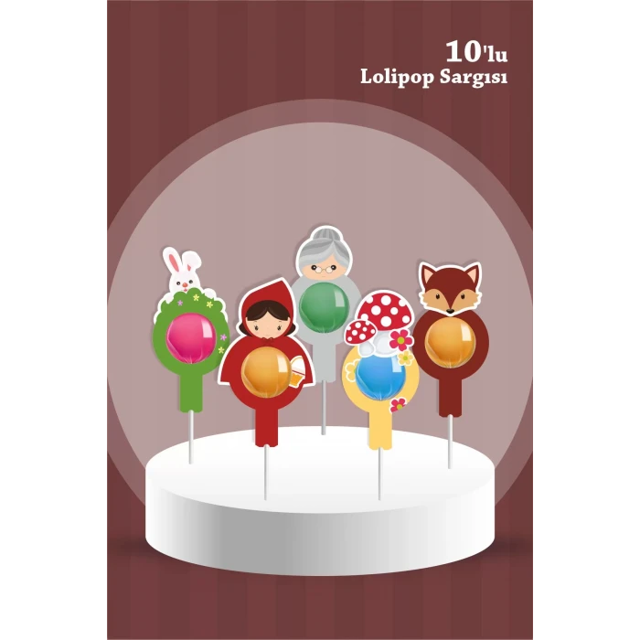 Kırmızı Başlıklı Kız Temalı Lolipop Sargısı 10lu