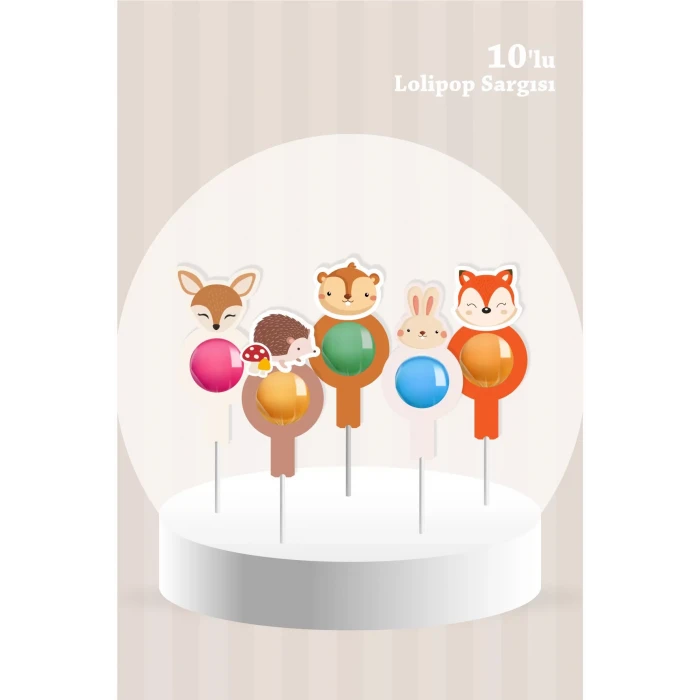 Orman Hayvanları Temalı Lolipop Sargısı 10lu