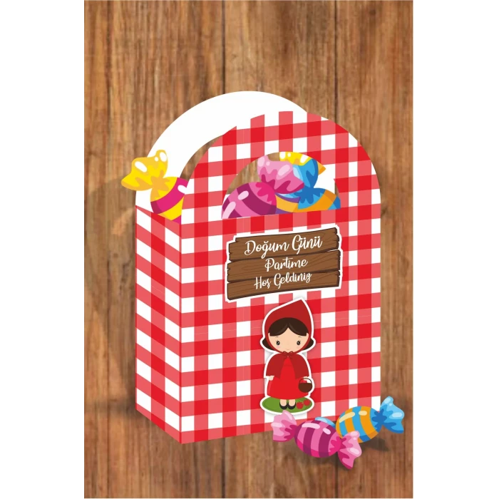 Kırmızı Başlıklı Kız Temalı Mini Çanta 12x7 cm 8li Paket