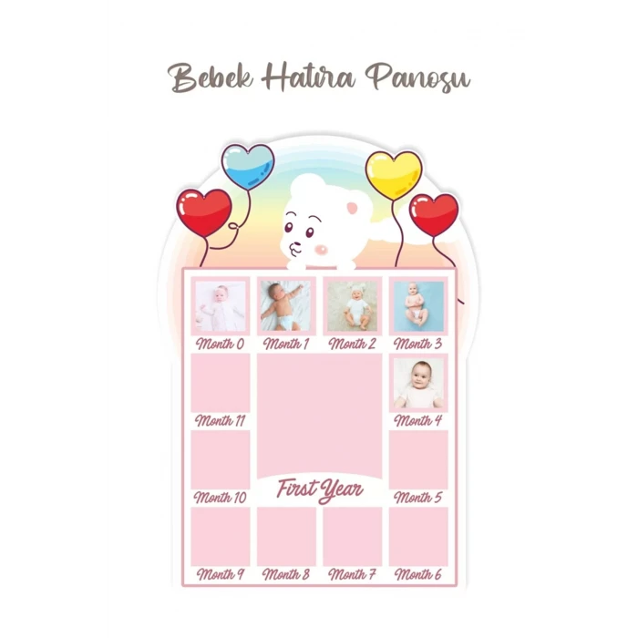 Kız Bebek 12 Aylık Hatıra Panosu