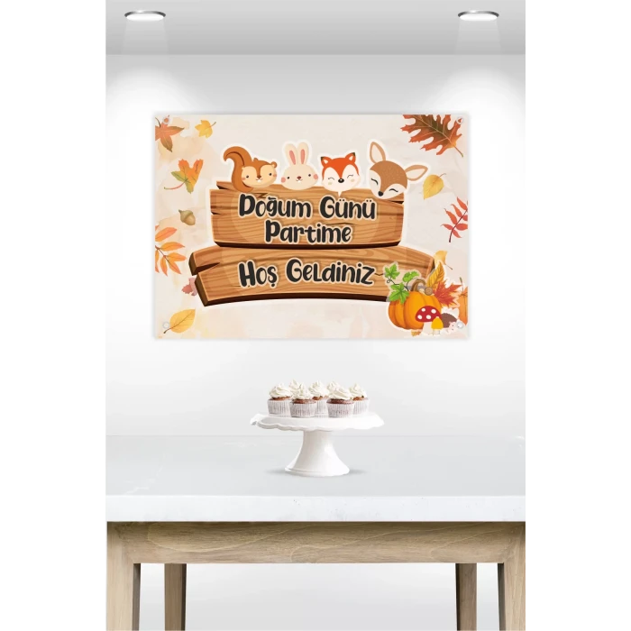 Orman Hayvanları Doğum Günü * Branda Afiş 50x70 cm
