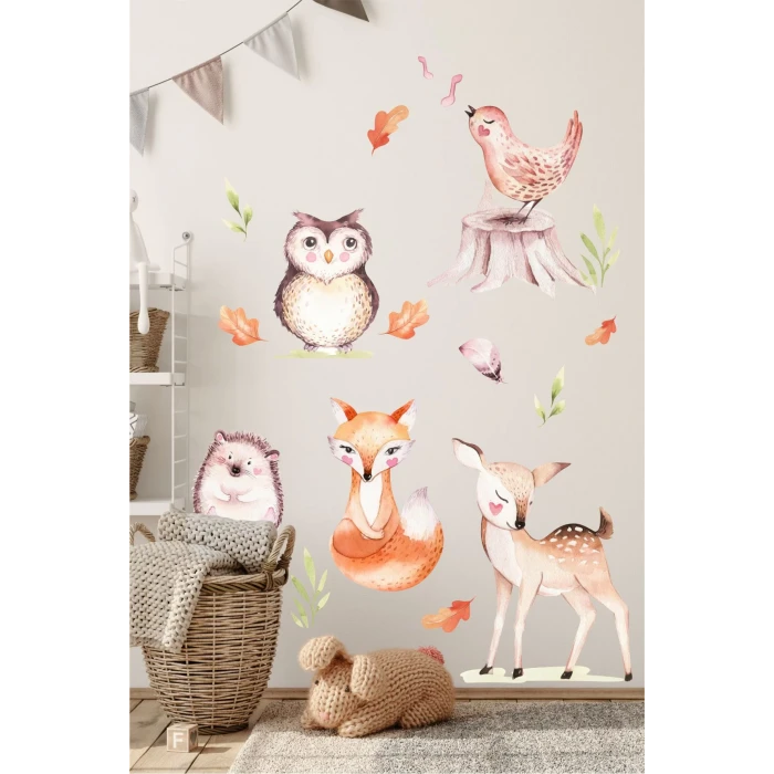 Orman Hayvanları Duvar Sticker 50x70 cm