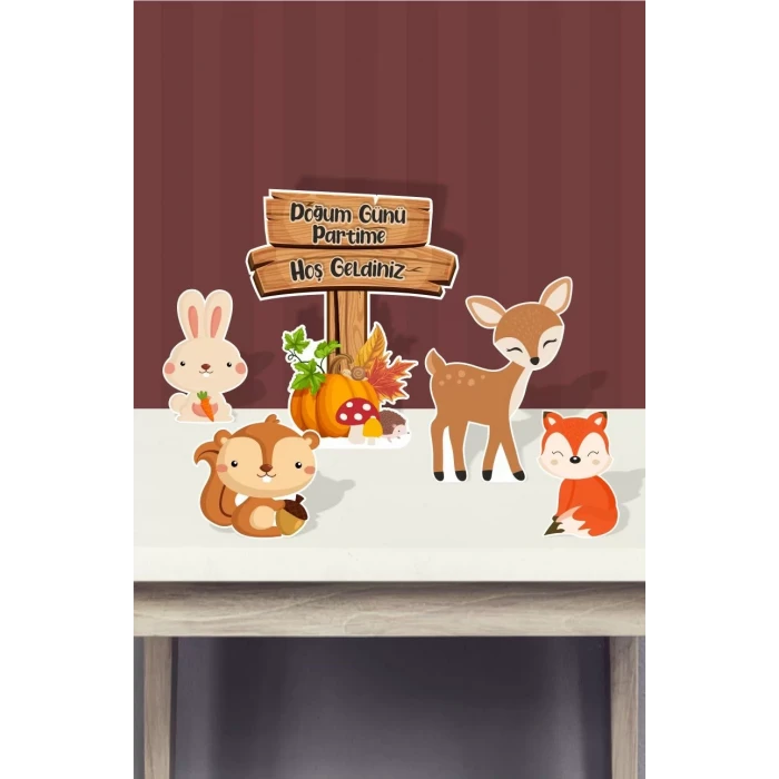 Orman Hayvanları Konsepti *Ayaklı Pano Set *(Masa Üstü) Kalın Kağıt