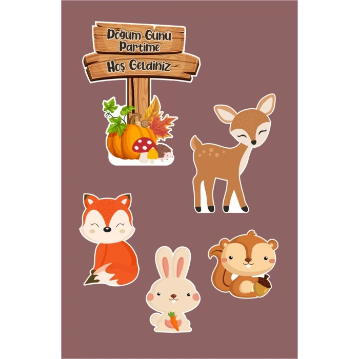 Orman Hayvanları Konsepti *Ayaklı Pano Set *(Masa Üstü) Kalın Kağıt