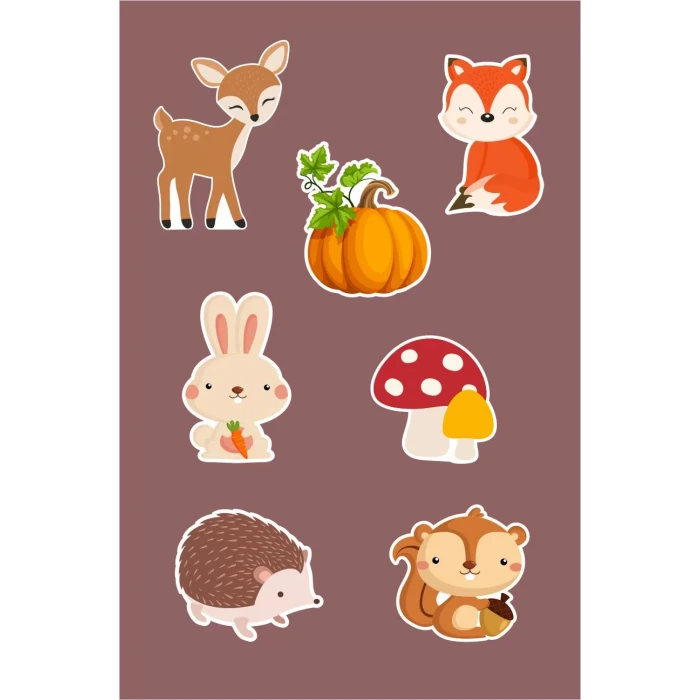 Orman hayvanları Konsepti *Kürdanlı Cupcake Süsü 20li *Kalın Kağıt