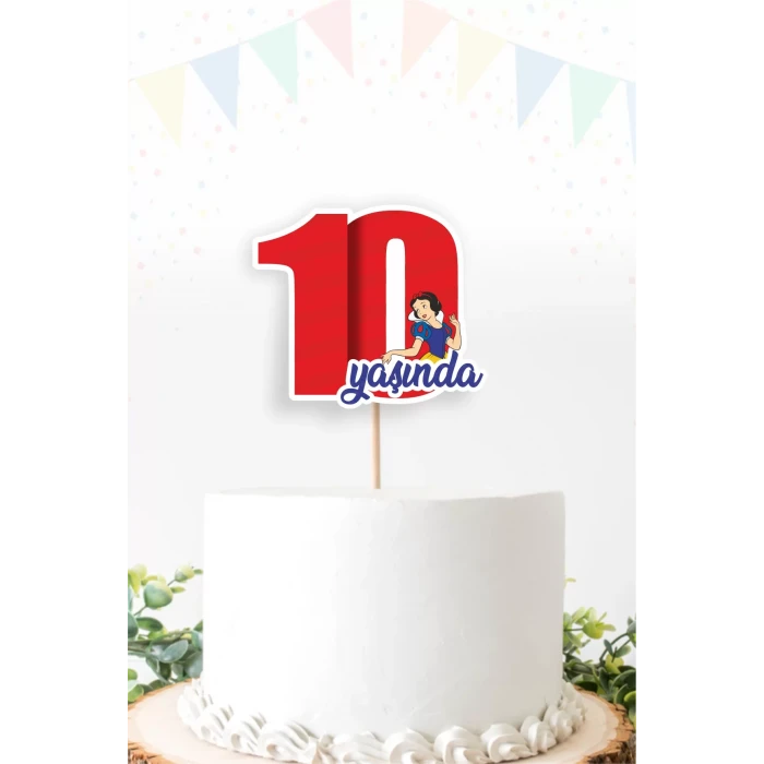 Pamuk Prenses Temalı 10 (on) Yaşında Pasta Süsü *Kalın Kağıt