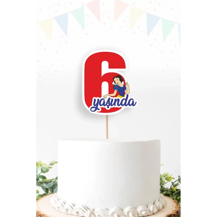 Pamuk Prenses Temalı 6 (altı) Yaşında Pasta Süsü *Kalın Kağıt