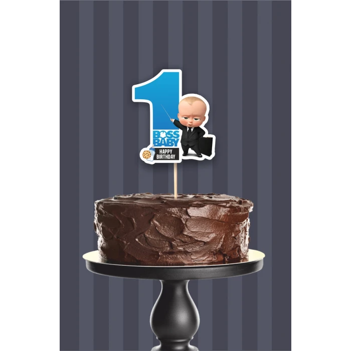 Patron Bebek Boss Baby Teması 1 Yaşında (Bir) Pasta Süsü *Kalın Kağıt