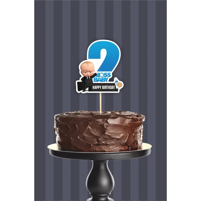 Patron Bebek Boss Baby Teması 2 Yaşında (iki) Pasta Süsü *Kalın Kağıt