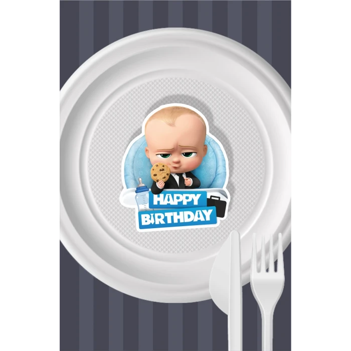 Patron Bebek Boss Baby Teması Tabak Sticker (Etiket) 15li * Yapışkanlı Kağıt