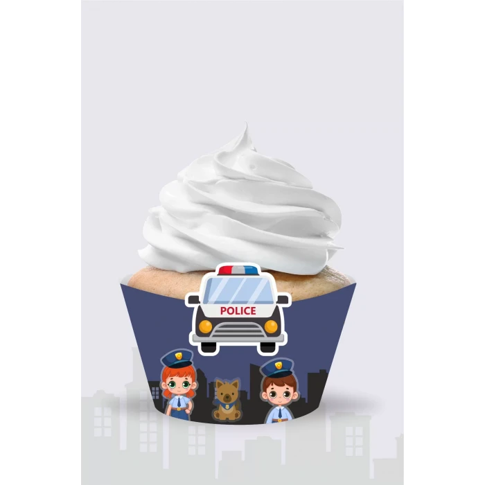 Polis Temalı Cupcake Sargısı 8li