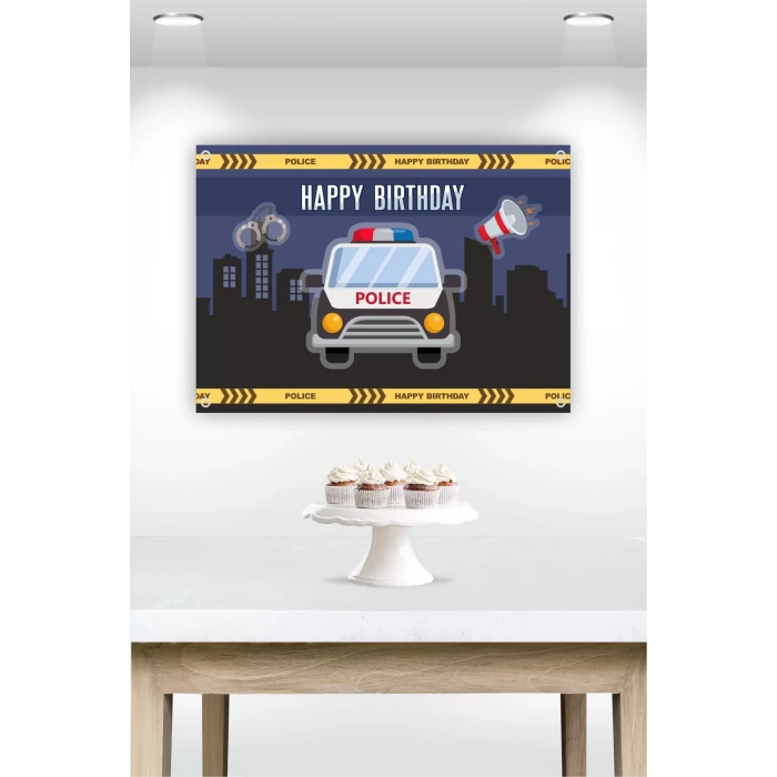 Polis Temalı Doğum Günü * Branda Afiş 50x70 cm