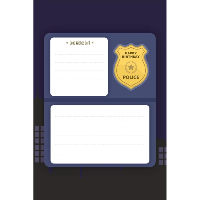 Polis Temalı Doğum Günü Dilek Kartı 20li
