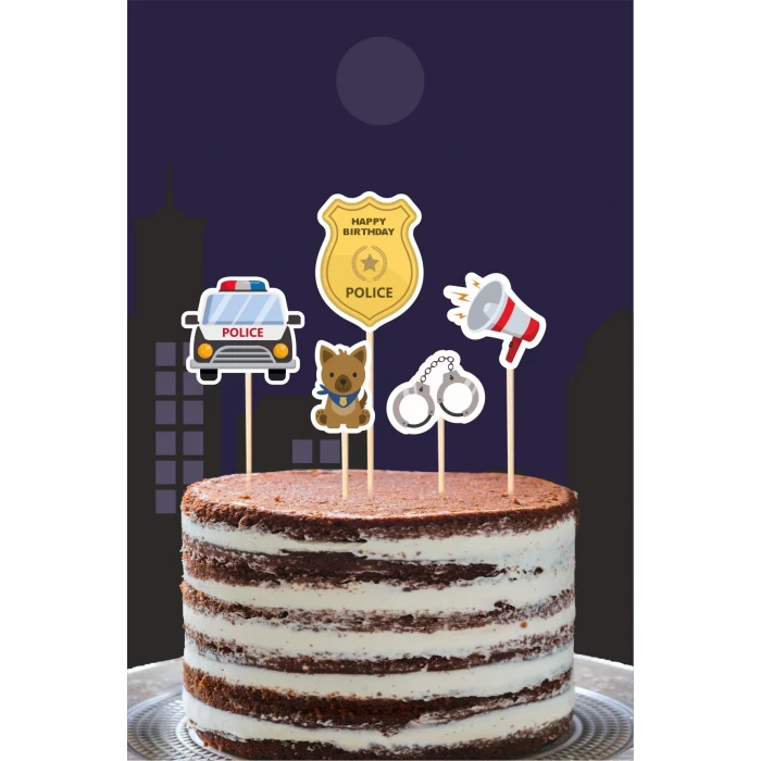 Polis Temalı Pasta Süsü Seti