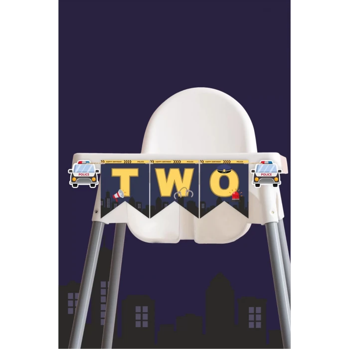 Polis Temalı TWO 2 Banner (Kalın Kağıt) Doğum Günü