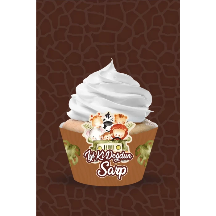 Safari Pastel Cupcake Sargısı 8li