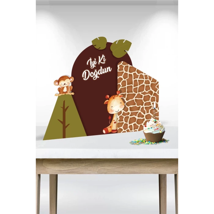 Safari Pastel Parçalı Ayaklı Pano 3Boyutlu (Masa Üstü) * Kalın Kağıt