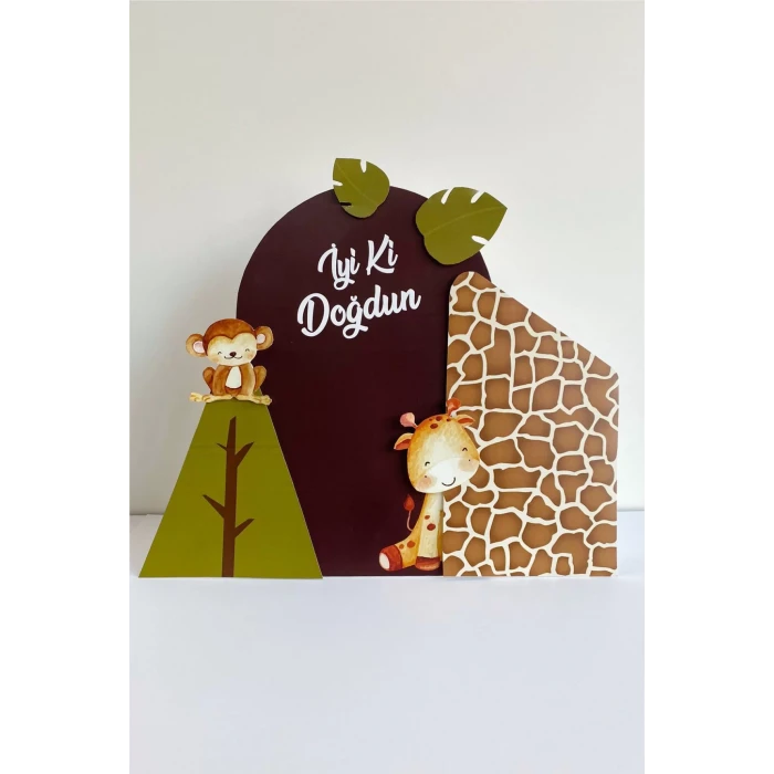 Safari Pastel Parçalı Ayaklı Pano 3Boyutlu (Masa Üstü) * Kalın Kağıt