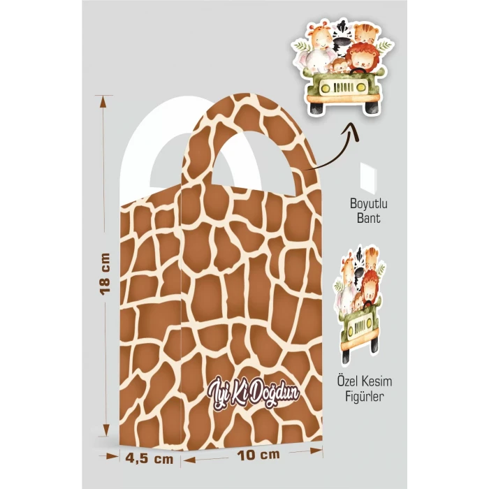 Safari Pastel Temalı Çanta 18x10 cm *8li Paket